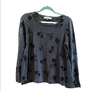 Loft Grey Floral Sweater